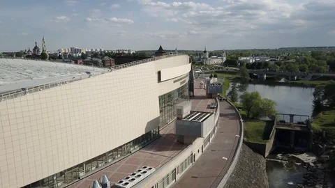 Journey through the Golden Ring. The Kremlin Wall, Orthodox cathedral. Russia Stock Footage 76342197