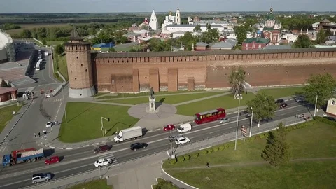Journey through the Golden Ring. The Kremlin Wall, Orthodox cathedral. Russia Stock Footage 76453322