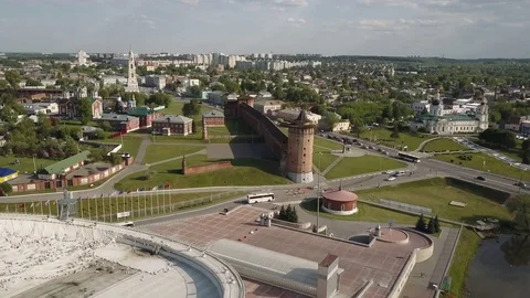 Journey through the Golden Ring. The Kremlin Wall, Orthodox cathedral. Russia Stock Footage 76476357