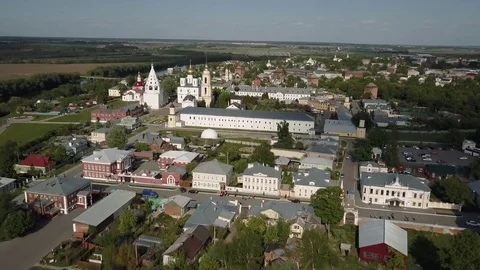 Journey through the Golden Ring. The Kremlin Wall, Orthodox cathedral. Russia Stock Footage 76479389