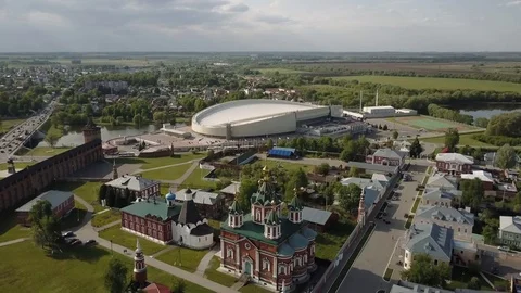 Journey through the Golden Ring. The Kremlin Wall, Orthodox cathedral. Russia Stock Footage 76484090