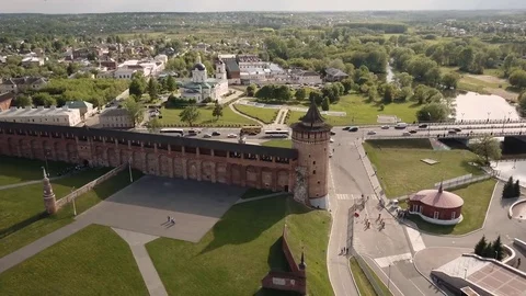 Journey through the Golden Ring. The Kremlin Wall, Orthodox cathedral. Russia Vídeo Stock 76486258