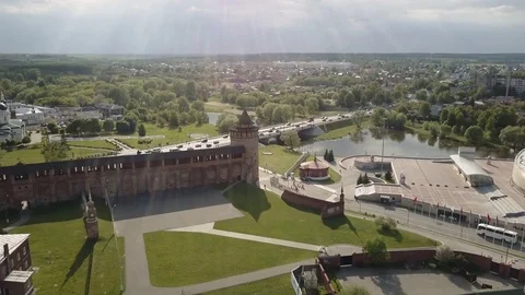 Journey through the Golden Ring. The Kremlin Wall, Orthodox cathedral. Russia Stock Footage 76490792