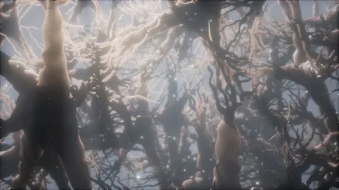 Journey through a neuron cell network inside the brain 動画素材 121792779
