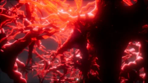 Journey through a neuron cell network inside the brain Video stock 122087297