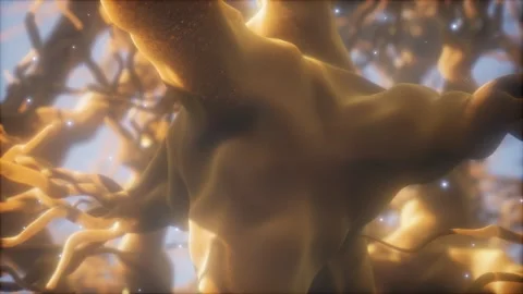 Journey through a neuron cell network inside the brain Video stock 147031968