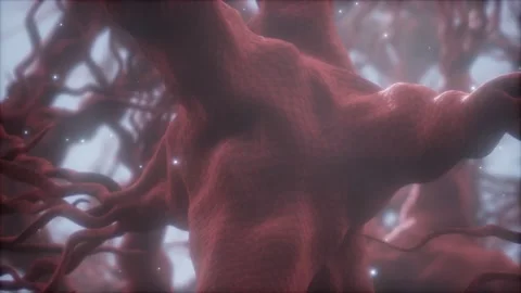 Journey through a neuron cell network inside the brain Video stock 148826441