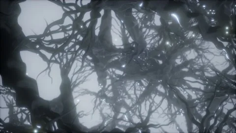 Journey through a neuron cell network inside the brain Stock Footage 149975421