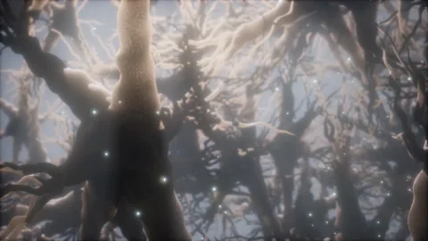 Journey through a neuron cell network inside the brain 動画素材 155176214