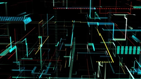 Journey through three-dimension digital Artificial Neural Network Stock Footage 88123620