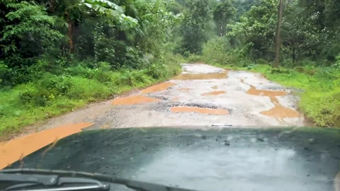 A Journey through the woods on a bumpy road in Coorg, India. Stock Footage 161681652
