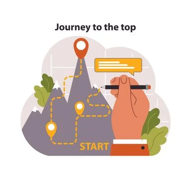 Journey to the top concept. Flat vector illustration. Ilustración de archivo