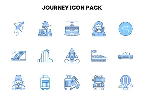 Journey Two Colour Bundle Icons Pack Stock Illustration