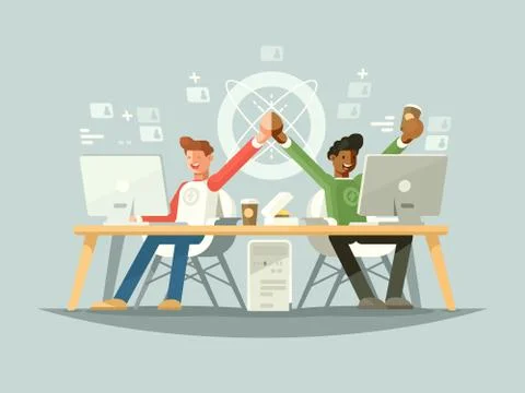 Joy of colleagues Stock Illustration