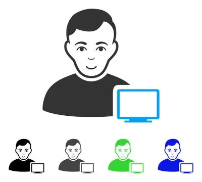Joy Computer Administrator Vector Icon Stock Illustration