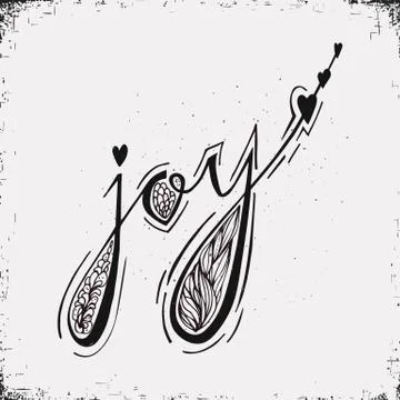 Joy - decoration element made in vector. White and black colors. Stock Illustration