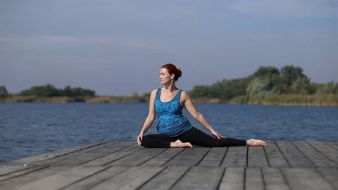 Joy of doing yoga Stock Footage 76897280