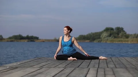 Joy of doing yoga Stock Footage 80348799