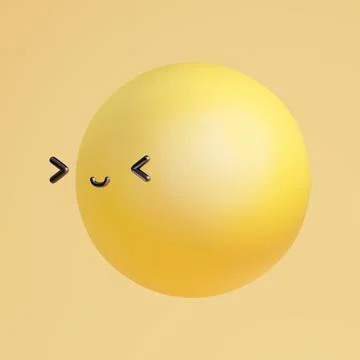 Joy emoticon in portrait angle view. Funny cute face with angle line eyes Stock Illustration