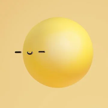 Joy emoticon in portrait angle view. Funny cute face with dash eyes Stock Illustration