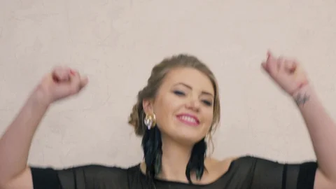 Joy on the face and jumping 3 Stock Footage 100023751