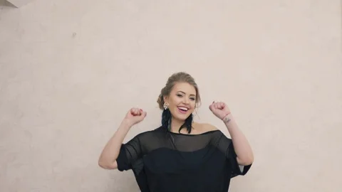 Joy on the face and jumping Stock Footage 100023575