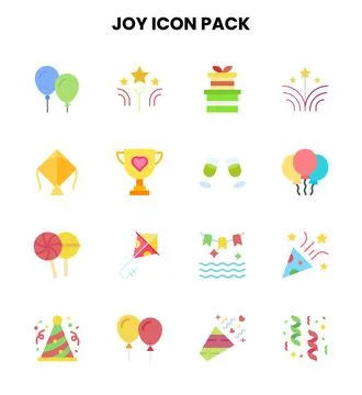 Joy Flat Bundle Icons Pack Stock Illustration