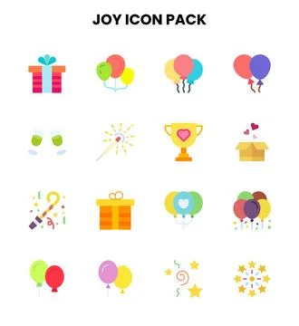Joy Flat Icons Pack Stock Illustration