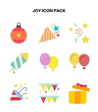 Joy Flat Set Icons Pack Stock Illustration