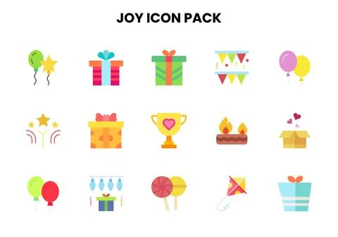 Joy Flat SVG Icons Pack 스톡 일러스트
