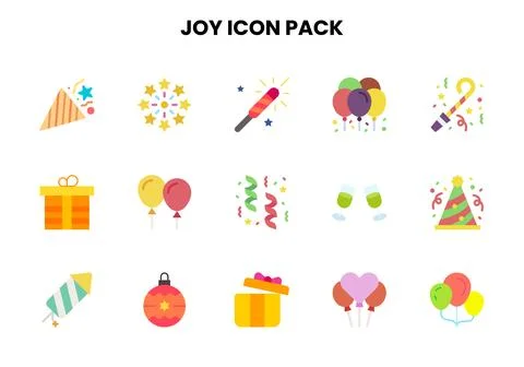 Joy Flat UI Icons Pack Stock Illustration