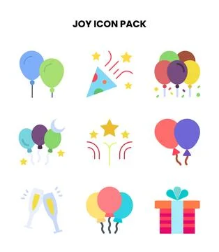 Joy Flat UI Icons Pack Stock Illustration
