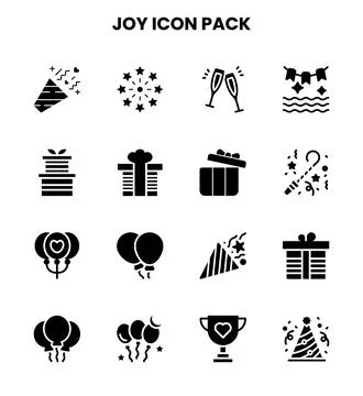 Joy Glyph Icons Pack Stock Illustration