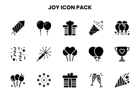 Joy Glyph Scalable Icons Pack Stock Illustration