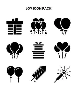 Joy Glyph Scalable Icons Pack Stock Illustration