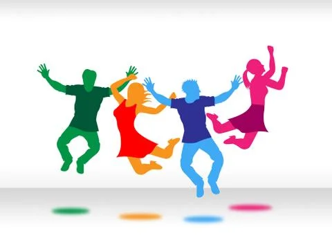Joy kids indicates jubilant active and youngsters Stock Illustration