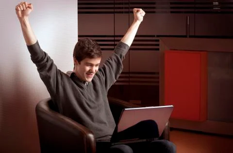 Joy on the laptop Stock Photos