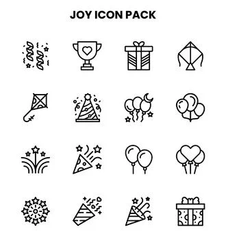 Joy Line Bundle Icons Pack Stock Illustration