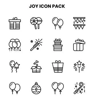 Joy Line Collection Icons Pack Stock Illustration