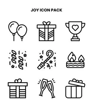 Joy Line Design Icons Pack Stock Illustration