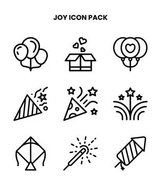 Joy Line Design Icons Pack Stock Illustration