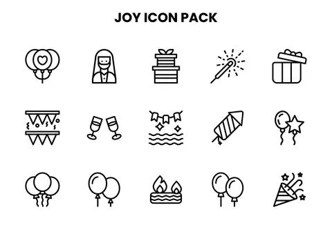 Joy Line Graphics Icons Pack Stock Illustration