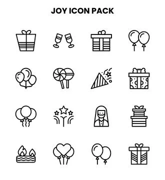 Joy Line Icons Pack Stock Illustration
