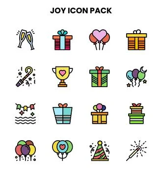 Joy Lineal Color Bundle Icons Pack Stock Illustration