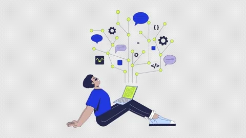 Joy of programming 2D animation Stock Footage 311918882