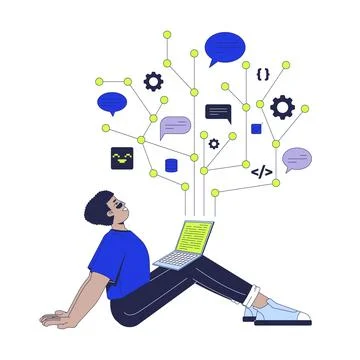 Joy of programming 2D illustration concept Stockillustratie