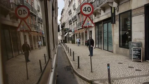 Joy riding aboard a tram in Lisbon Video stock 69832620