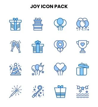 Joy Two Colour Set Icons Pack Stock Illustration