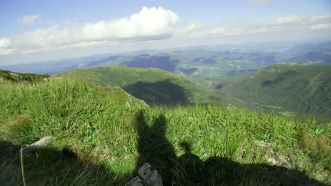 The joy of victory, the shadow of a man jumping for happiness at the top Stock Footage 228732040