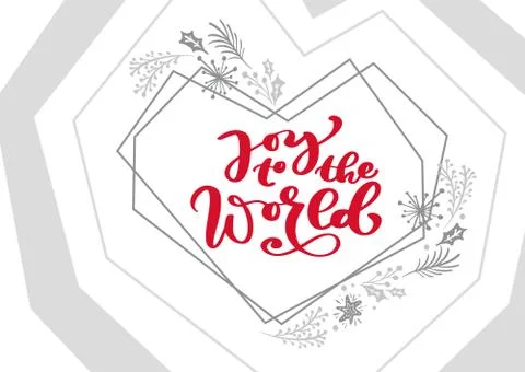Joy to the World Calligraphy vector Christmas text in xmas scandinavian elements Stockillustratie